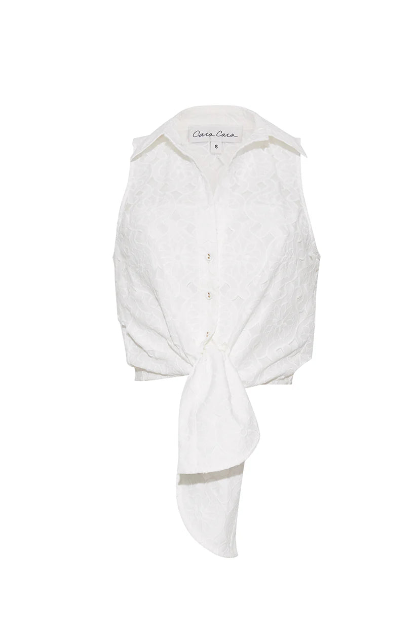 Highland Top, Trellis Eyelet White