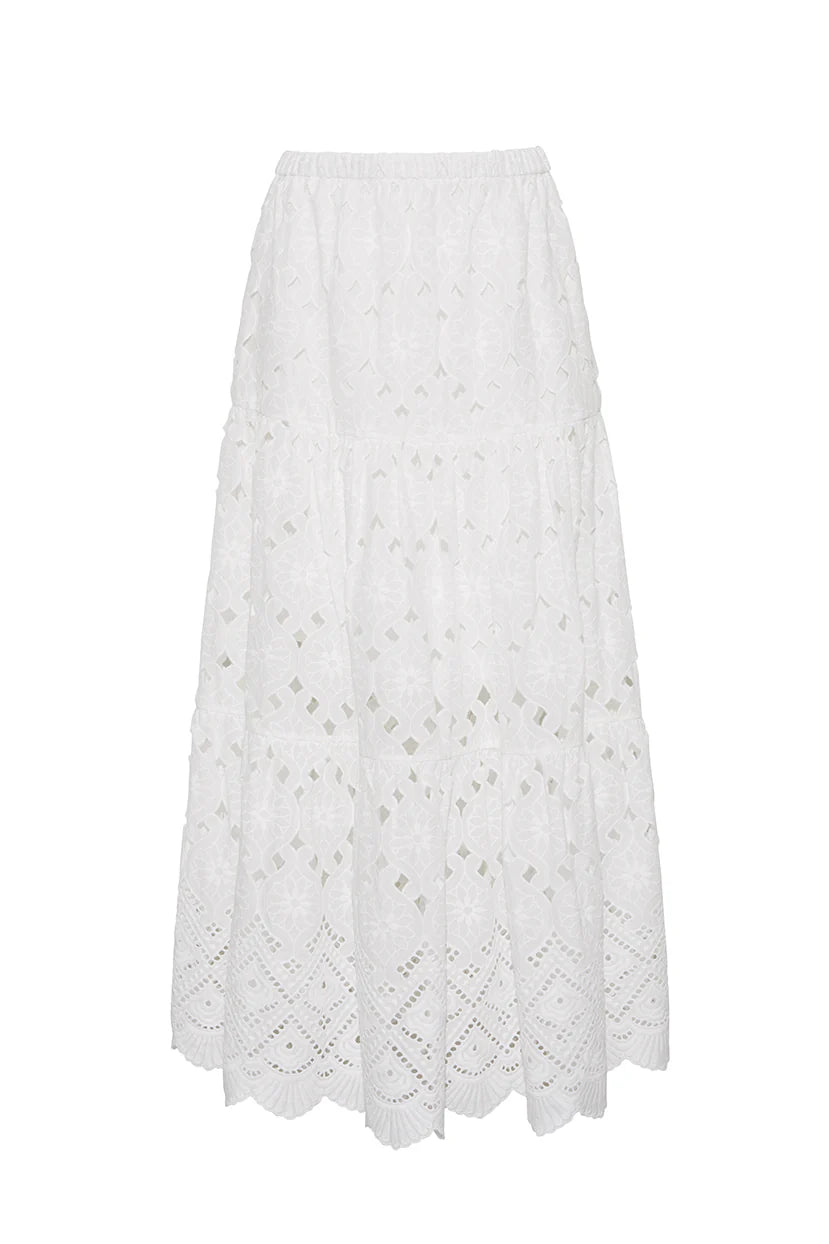 Melanie Skirt, Trellis Eyelet White