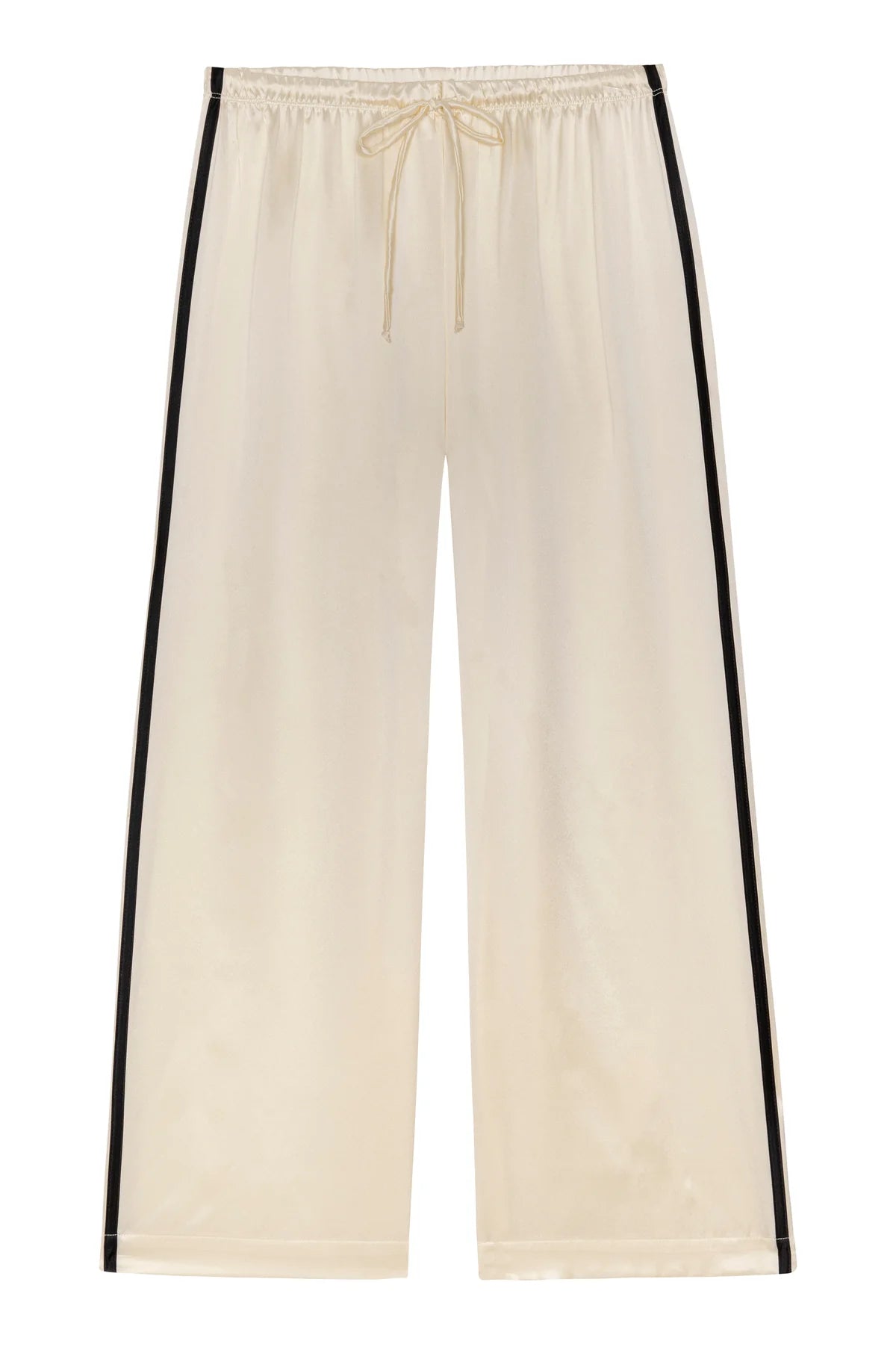 Silk Stripe Crop Pant, Creme & Jet