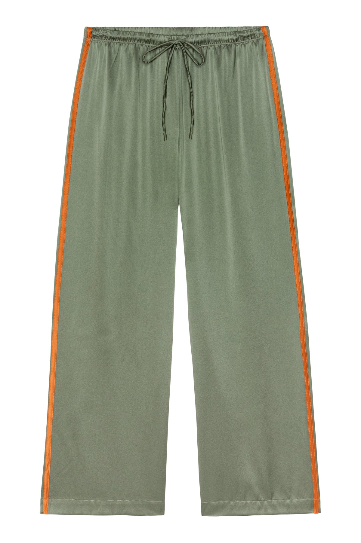 Silk Stripe Crop Pant, Dill & Apricot