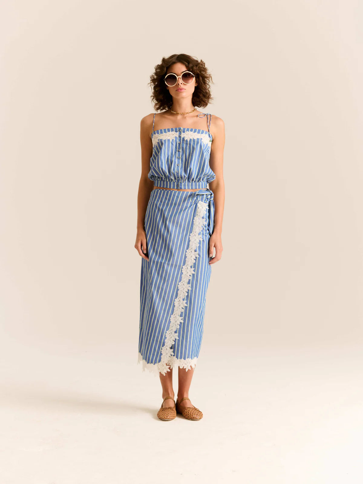 Loren Skirt, Blue Stripes Lace