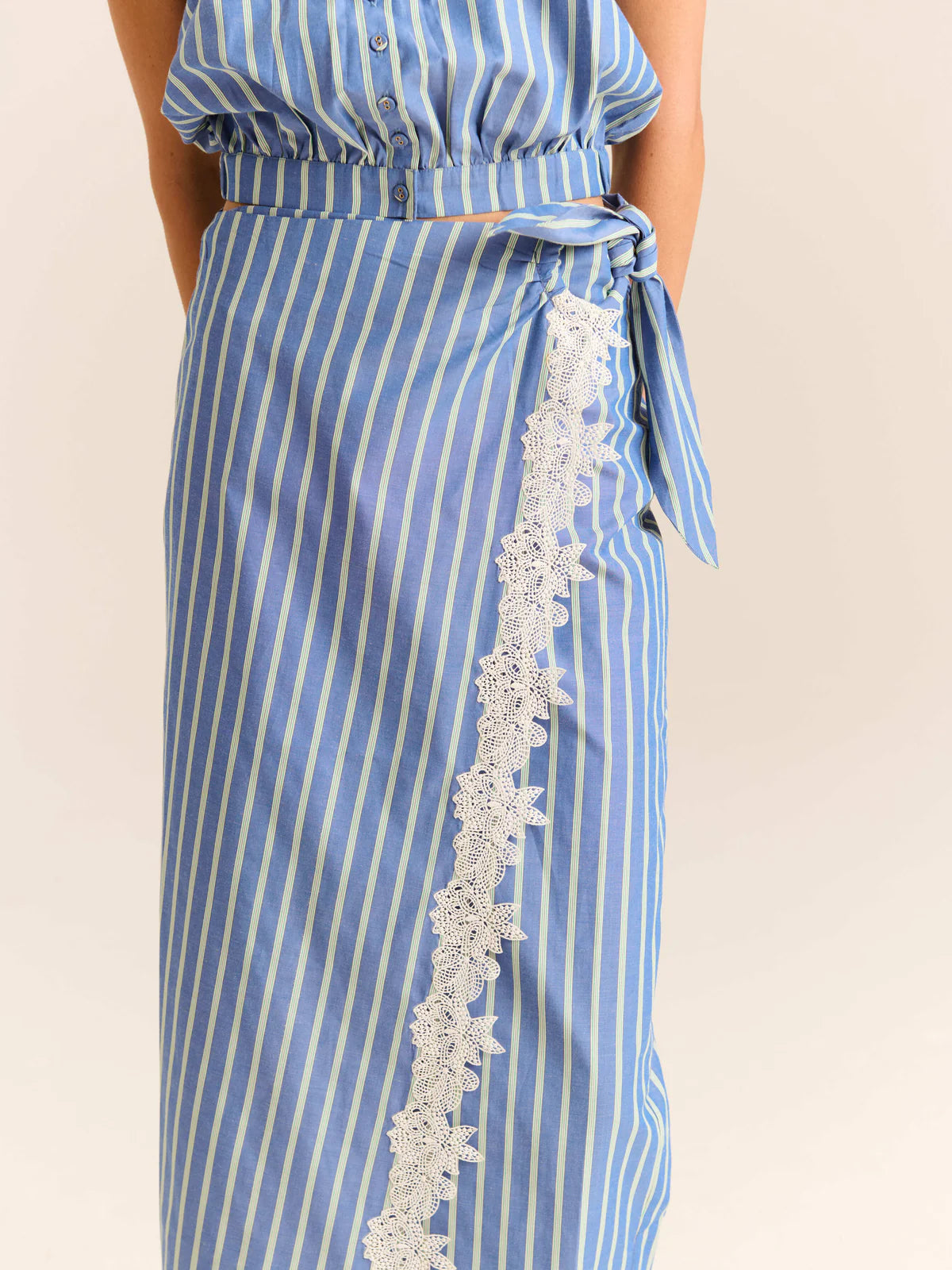 Loren Skirt, Blue Stripes Lace
