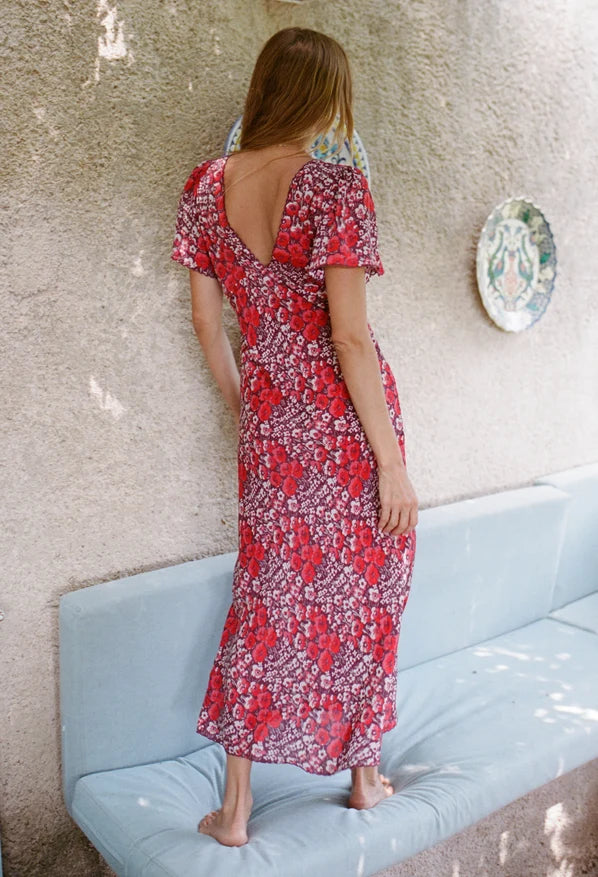 Lettie Poppy Printed Silk Dress
