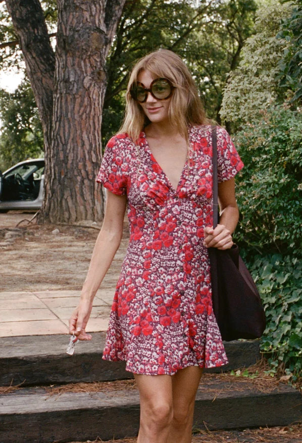 Julian Poppy Printed Silk Dress
