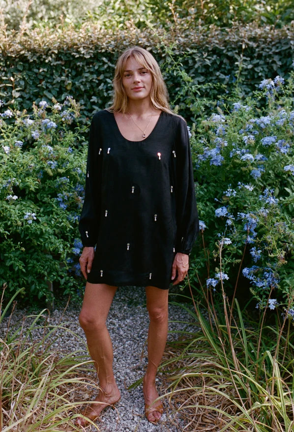 Mirey Dupioni Dress in Black