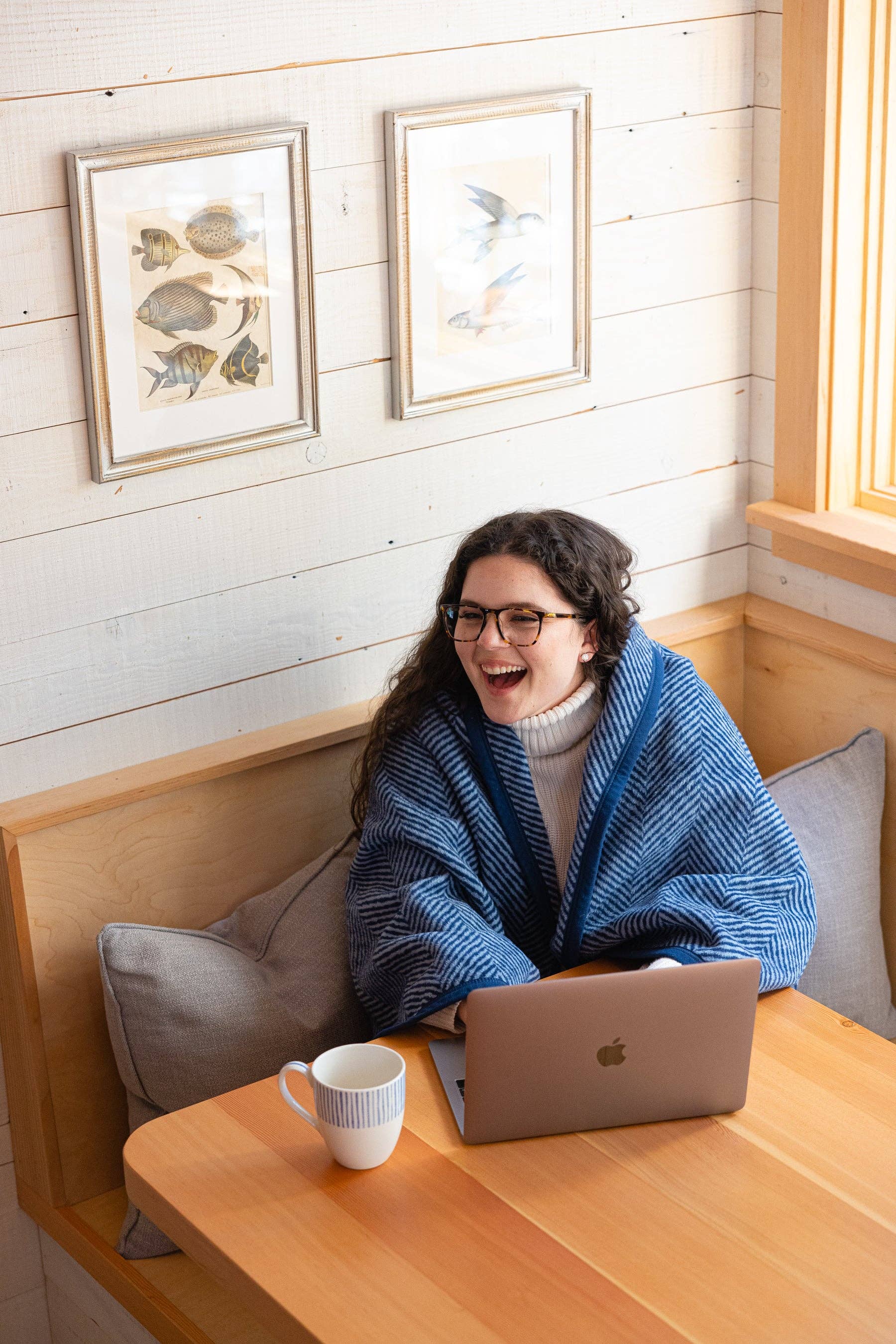 Herringbone Navy Blanket