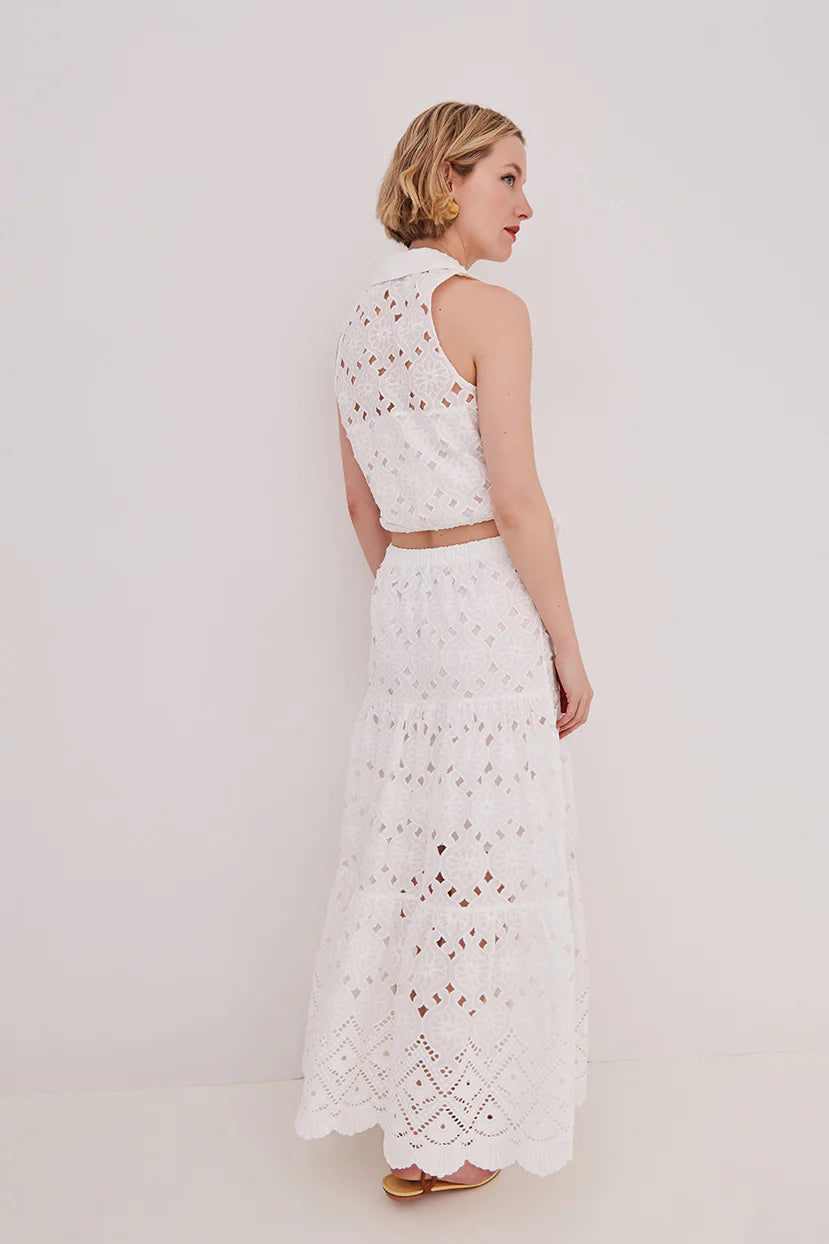 Melanie Skirt, Trellis Eyelet White