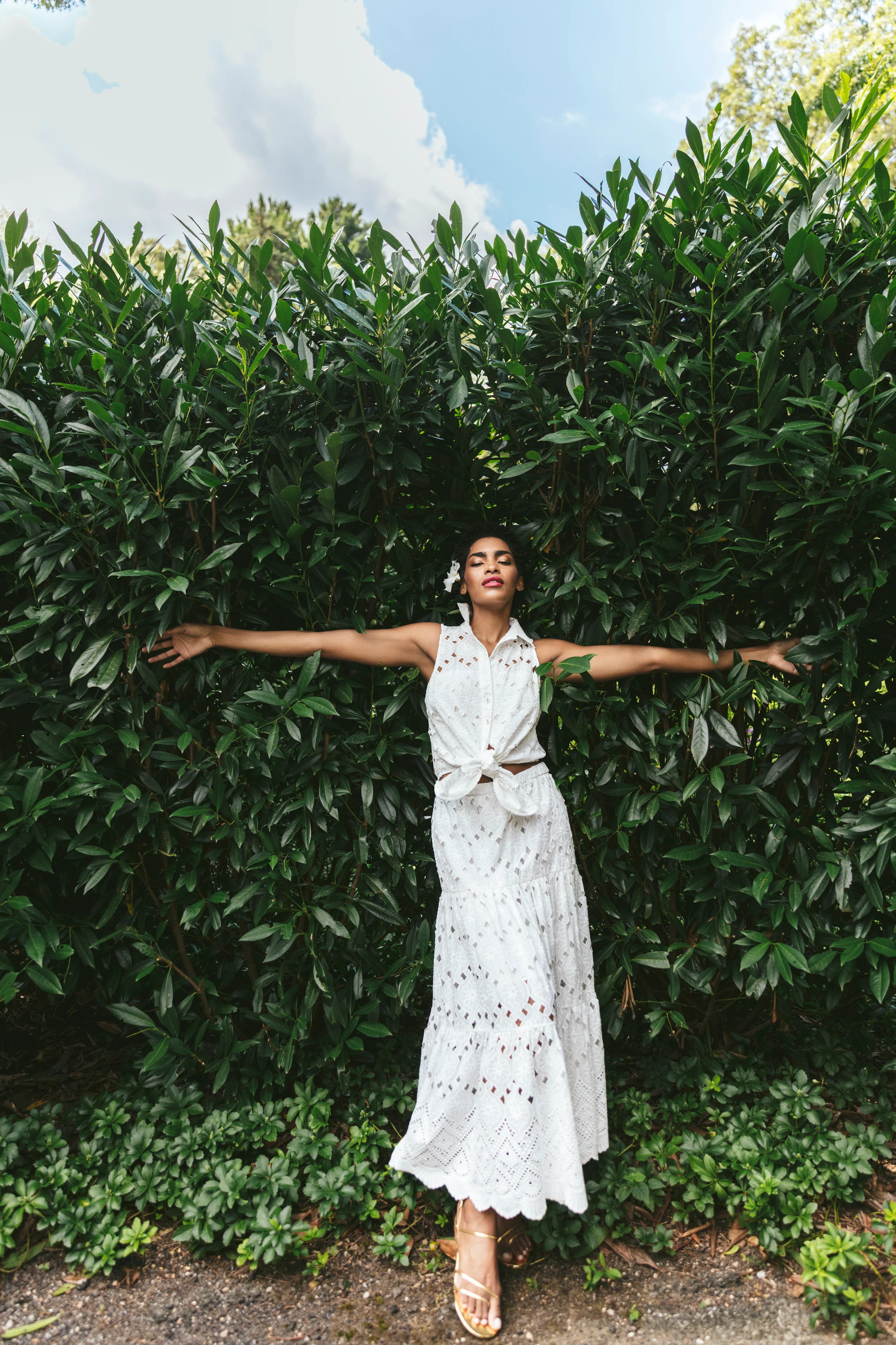 Melanie Skirt, Trellis Eyelet White