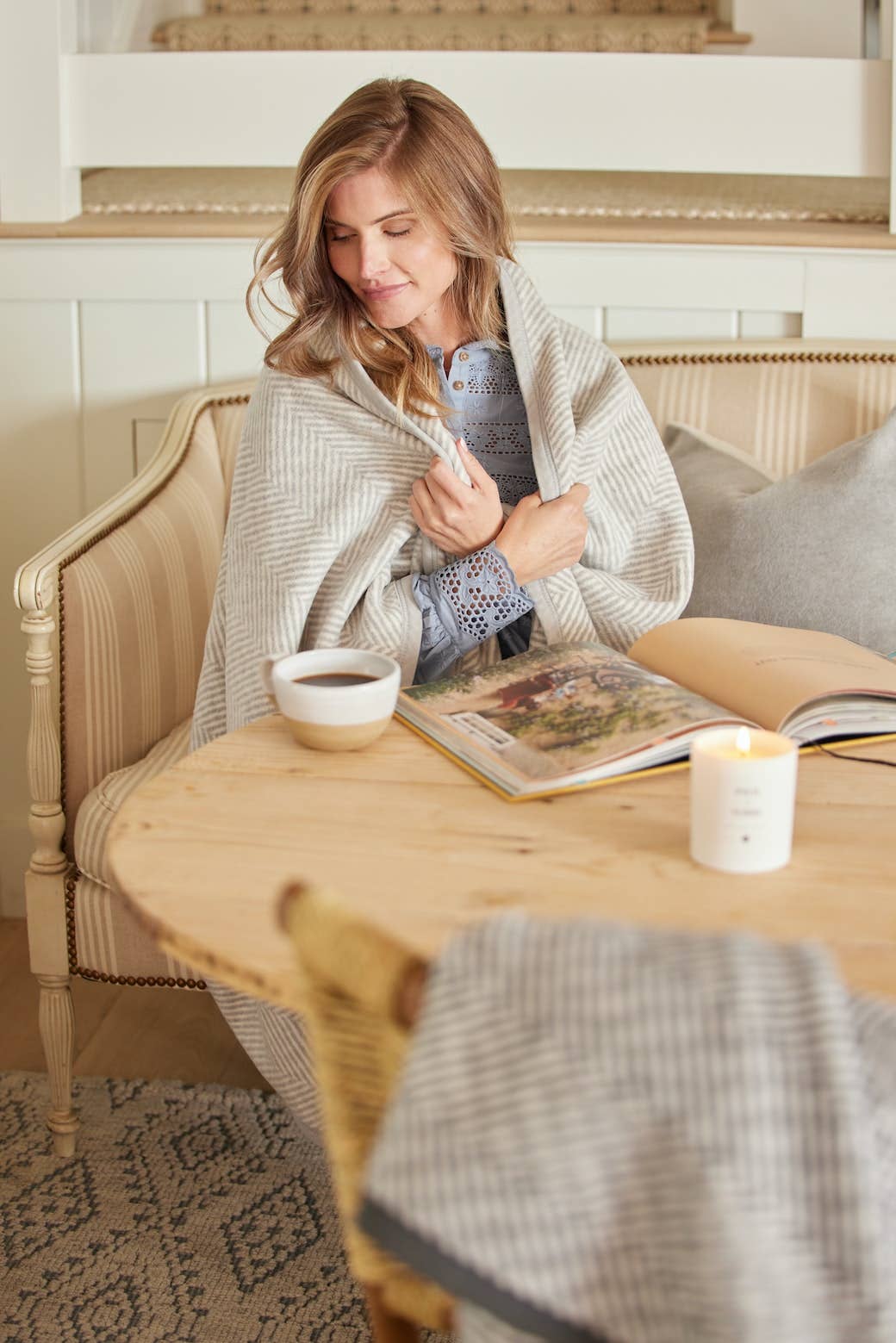 Herringbone Light Grey Blanket