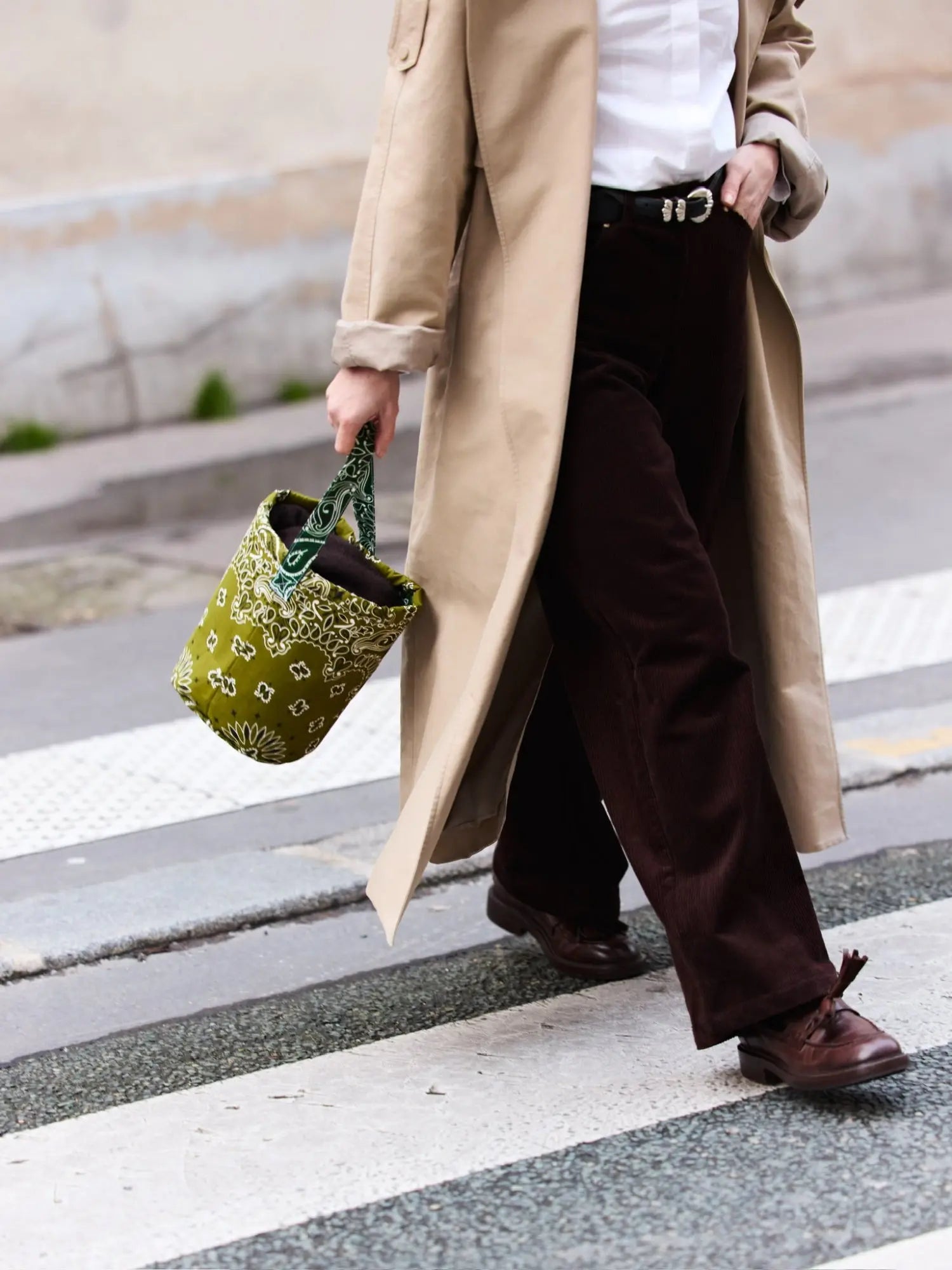 Seau Bag, Bronze & Weekend Green