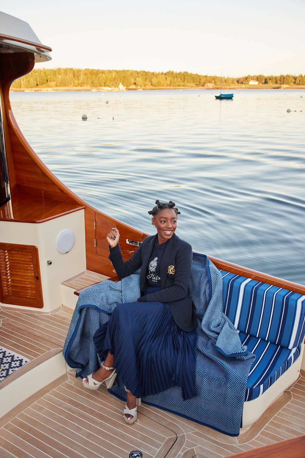 Herringbone Navy Blanket