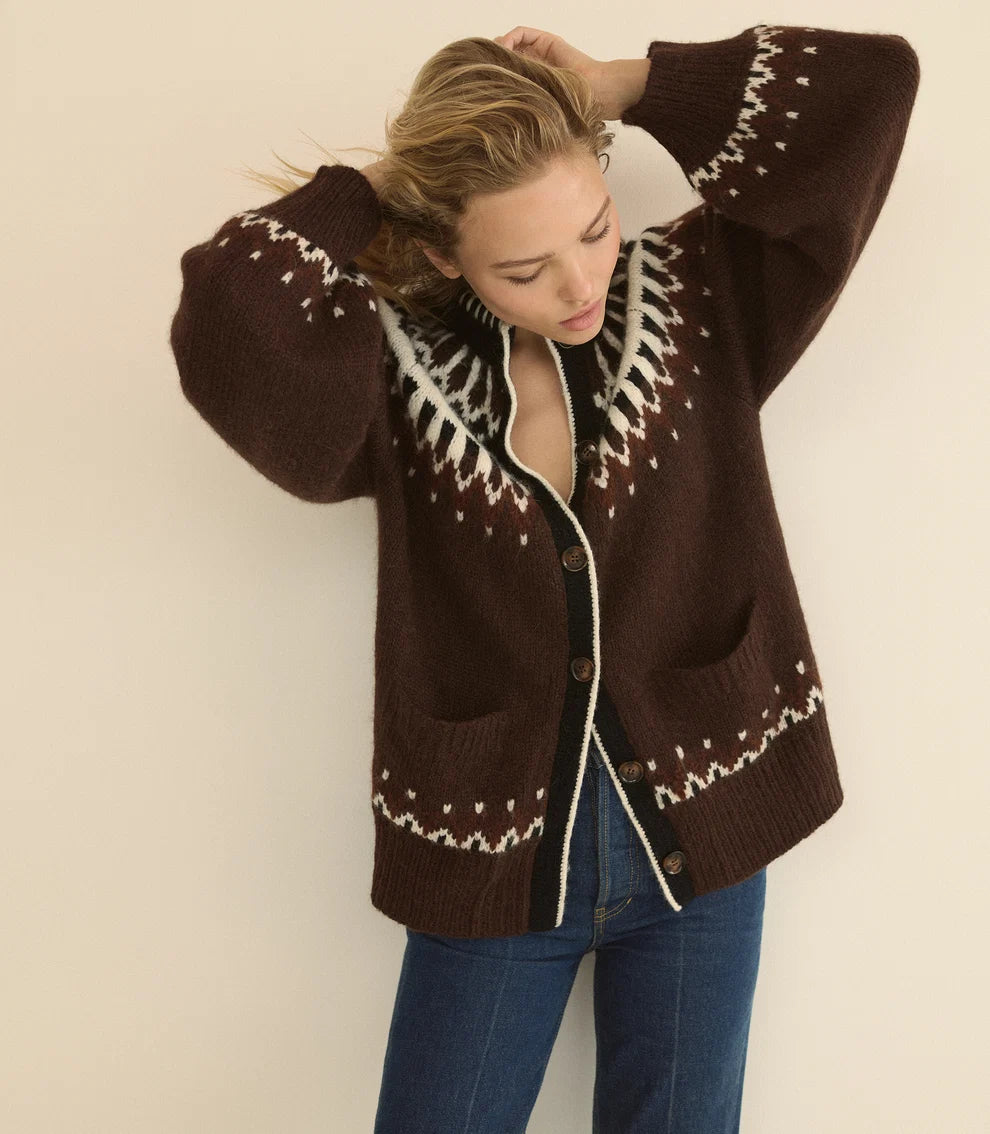 Hue Cardigan, Brun Aberdeen Fair Isle