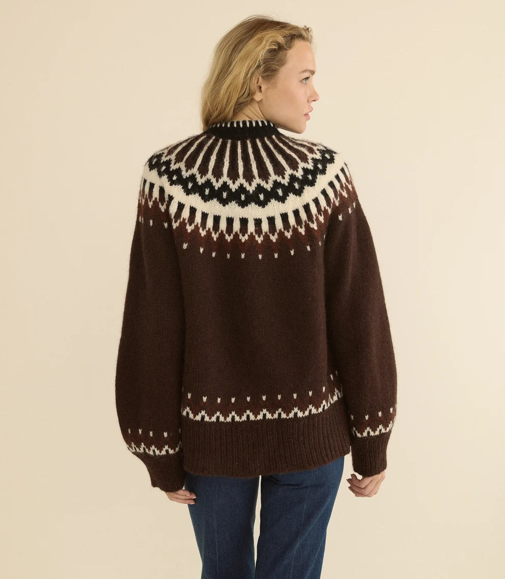 Hue Cardigan, Brun Aberdeen Fair Isle