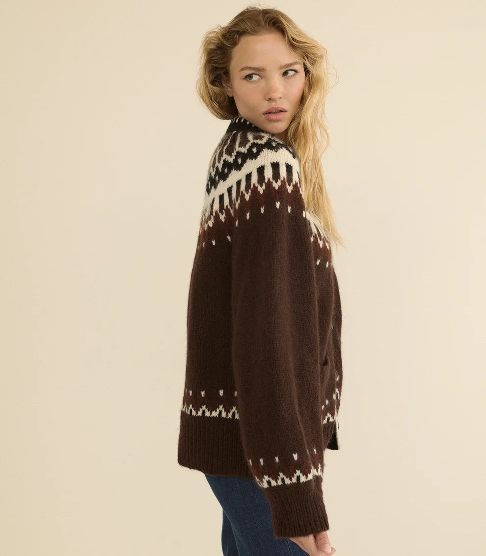 Hue Cardigan, Brun Aberdeen Fair Isle