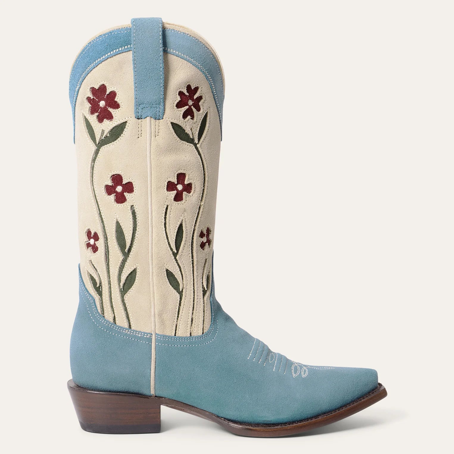Suede Floral Cowboy Boot
