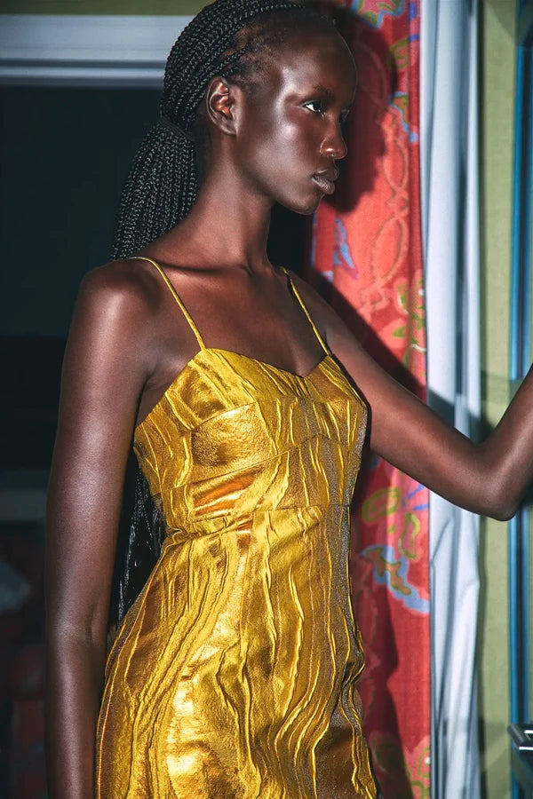 Amal Dress, Gilded Jacquard