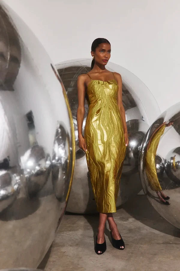 Amal Dress, Gilded Jacquard