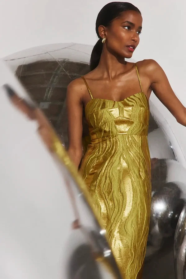 Amal Dress, Gilded Jacquard