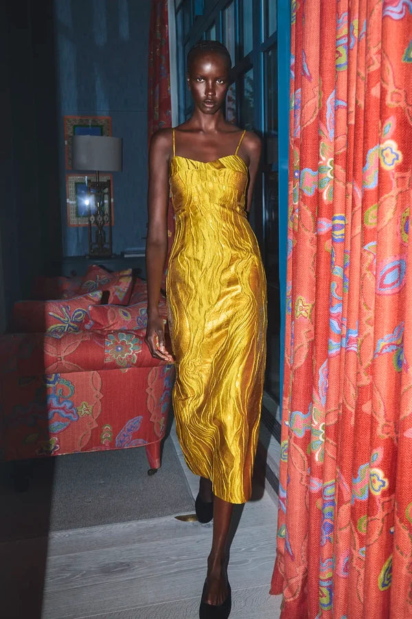 Amal Dress, Gilded Jacquard
