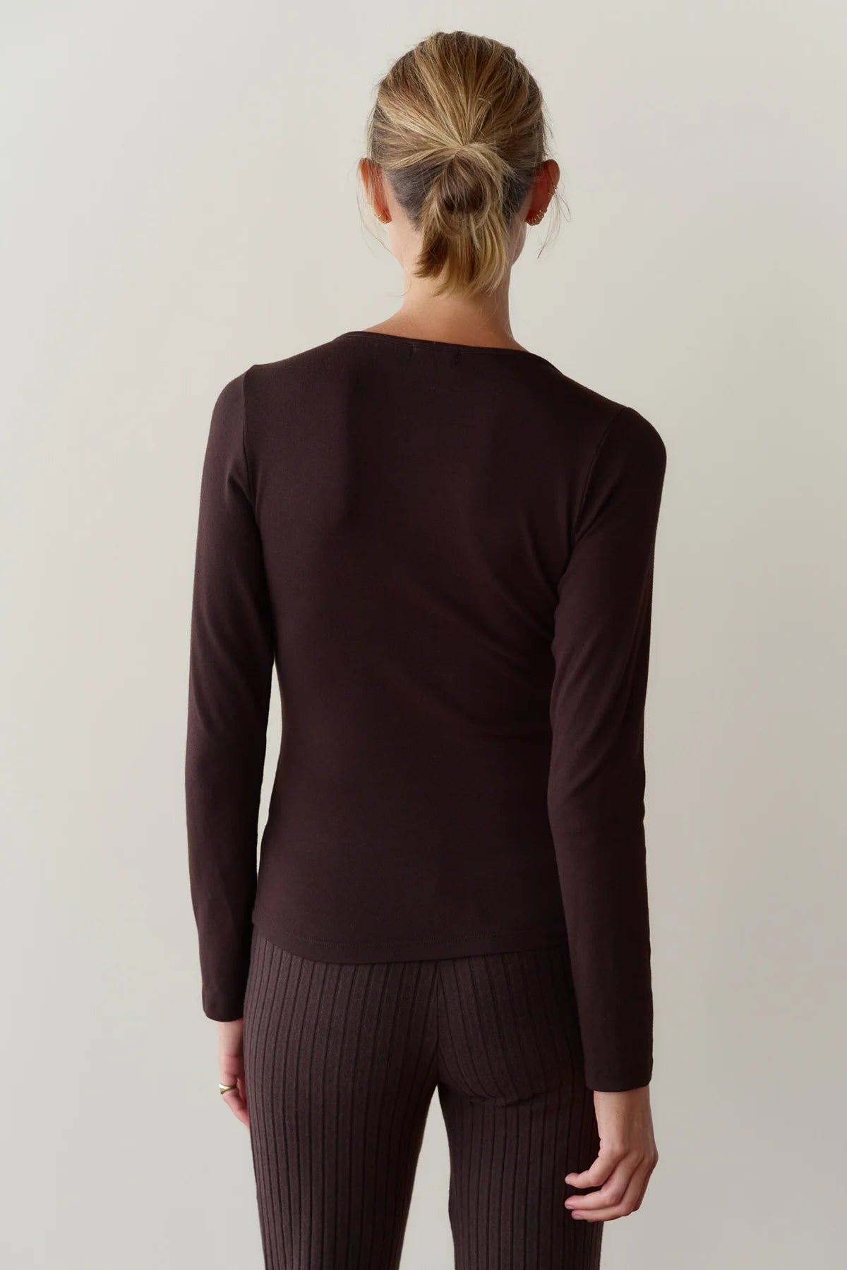 Baby Rib Scoop Neck, Espresso