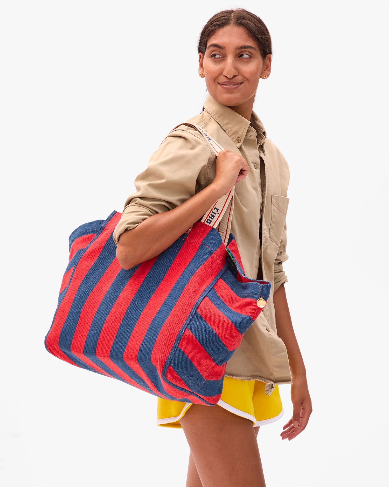 Beach Tote, French Blue & Poppy