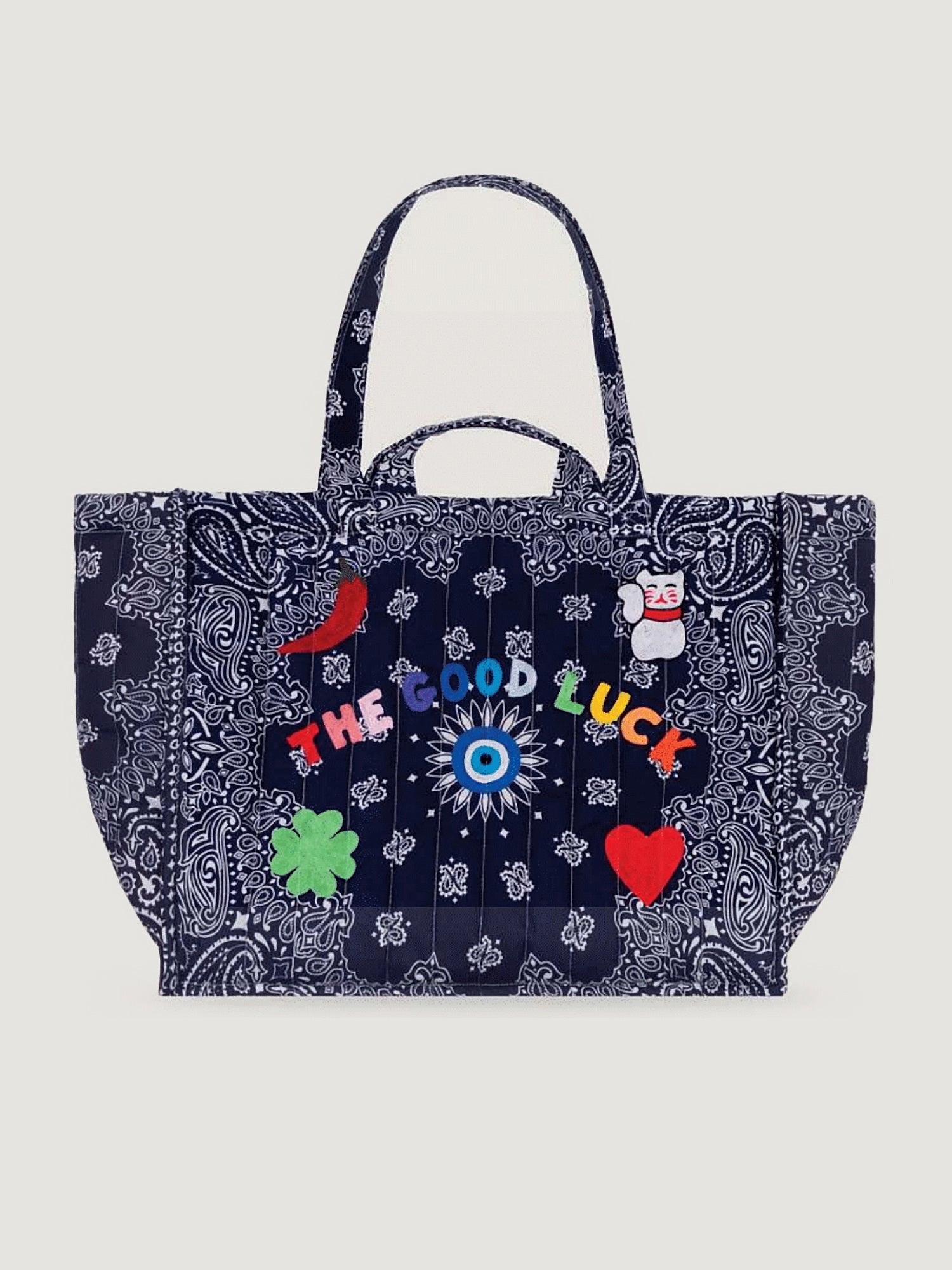 Maxi GOOD LUCK Tote, Navy