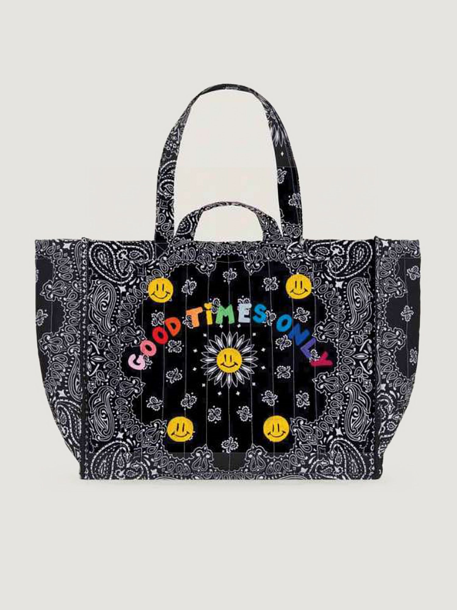 Maxi GOOD TIMES ONLY Tote, Black