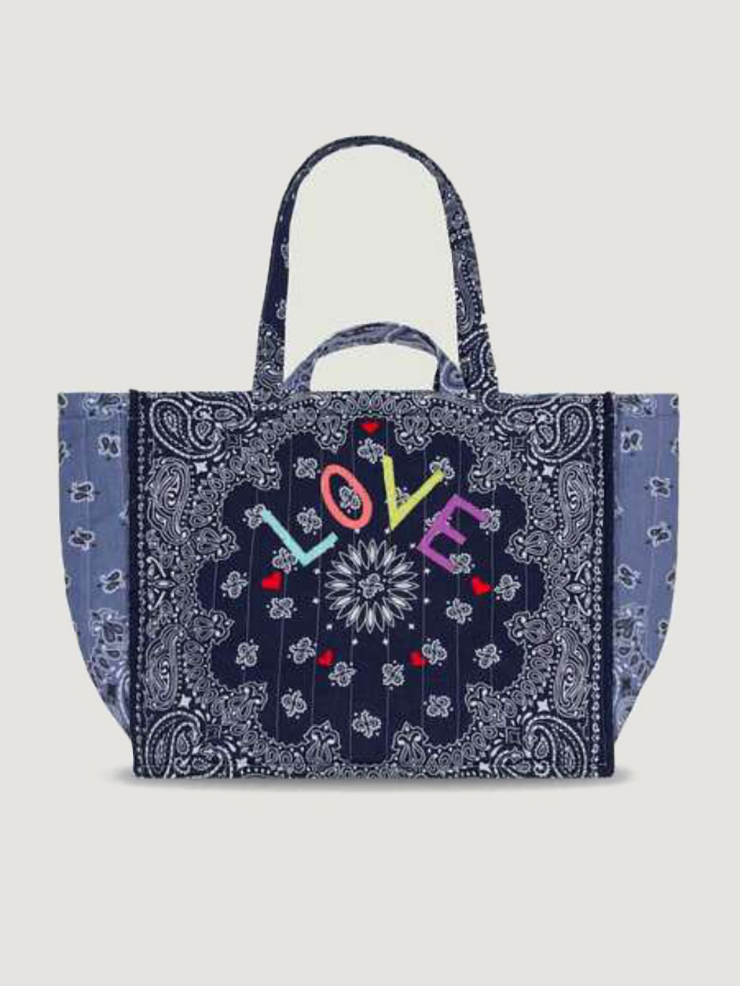 Maxi LOVE Tote, Navy & Chambray