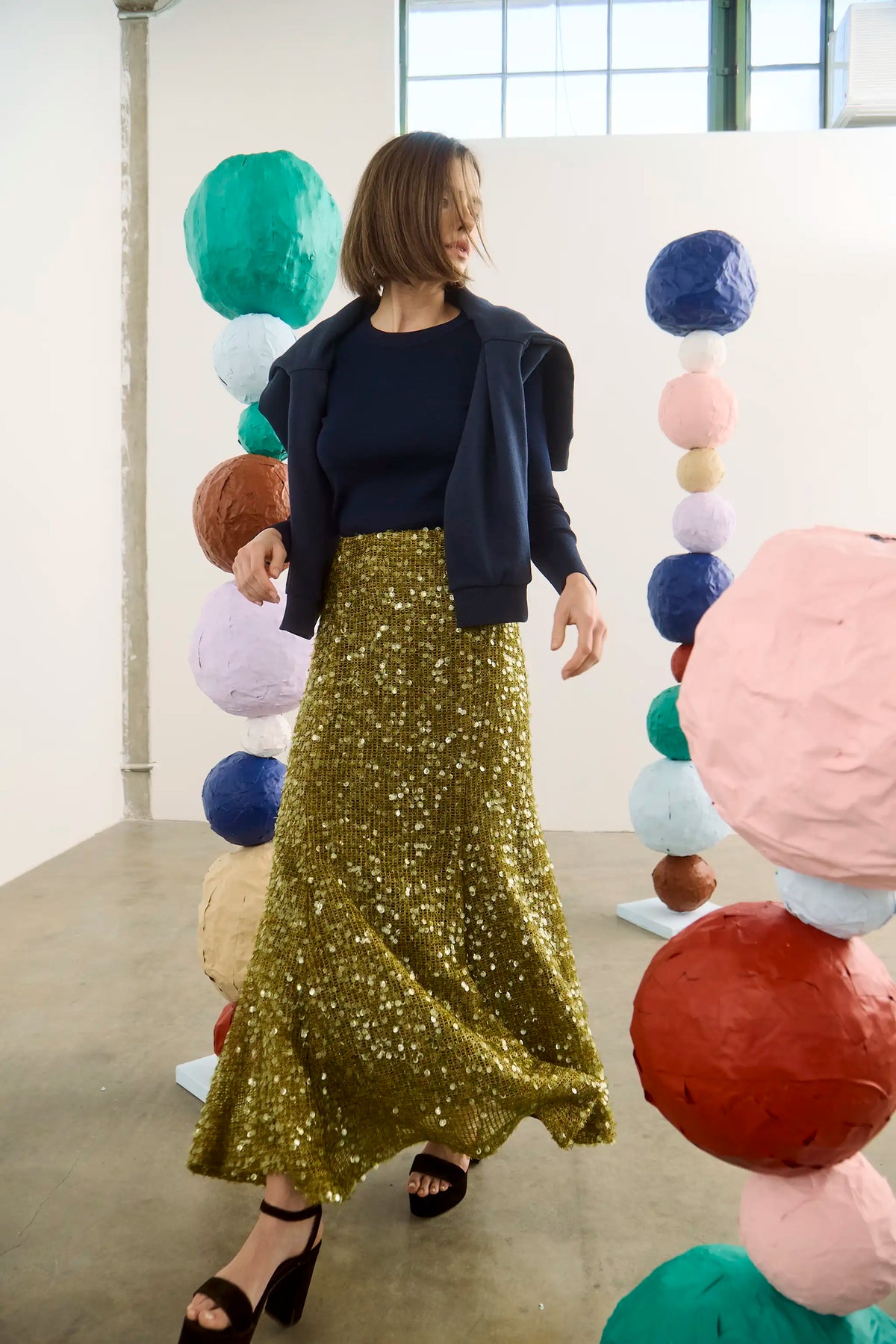 Lindsey Skirt, Moss Sequin
