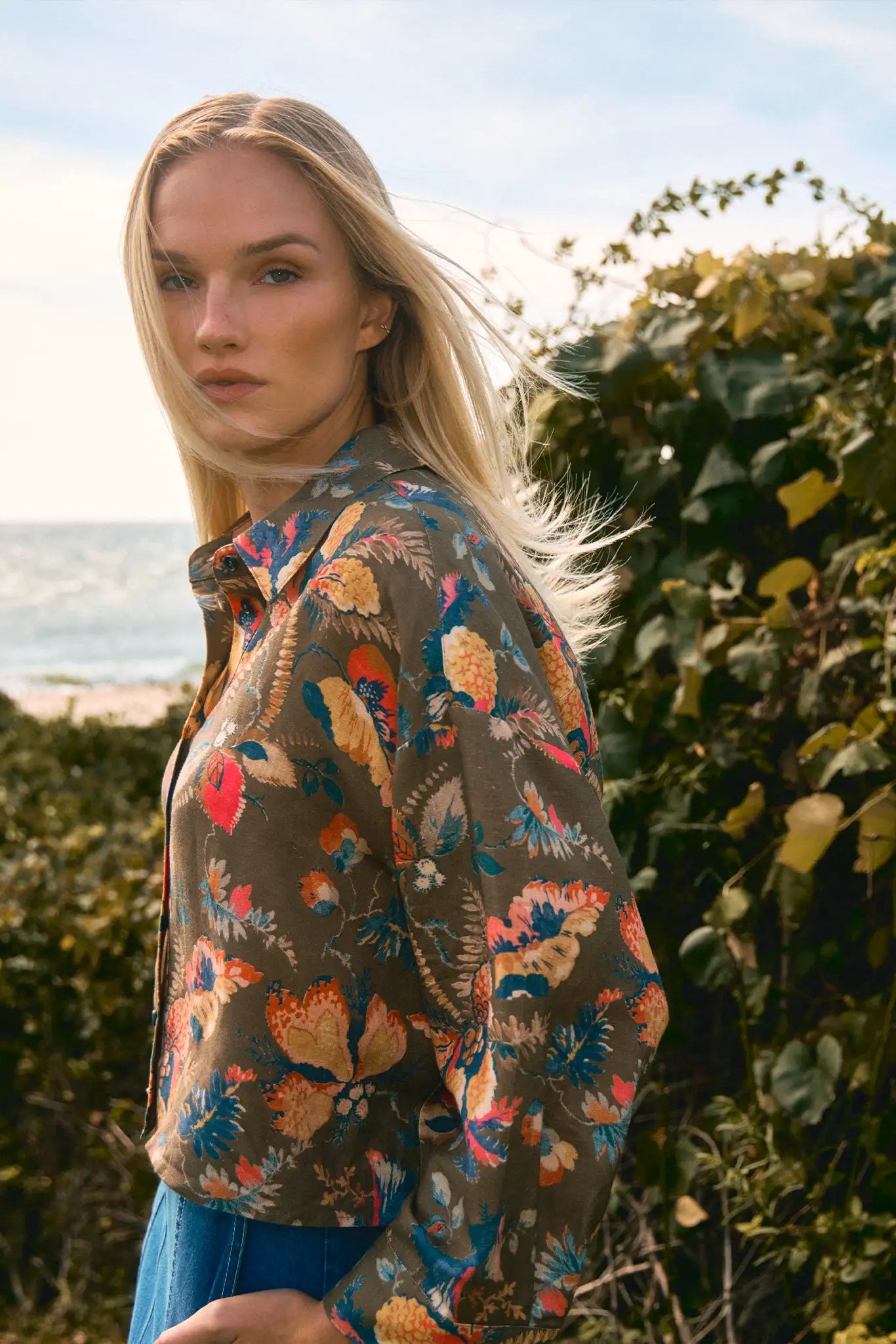Clarke Shirt, Olive Floral