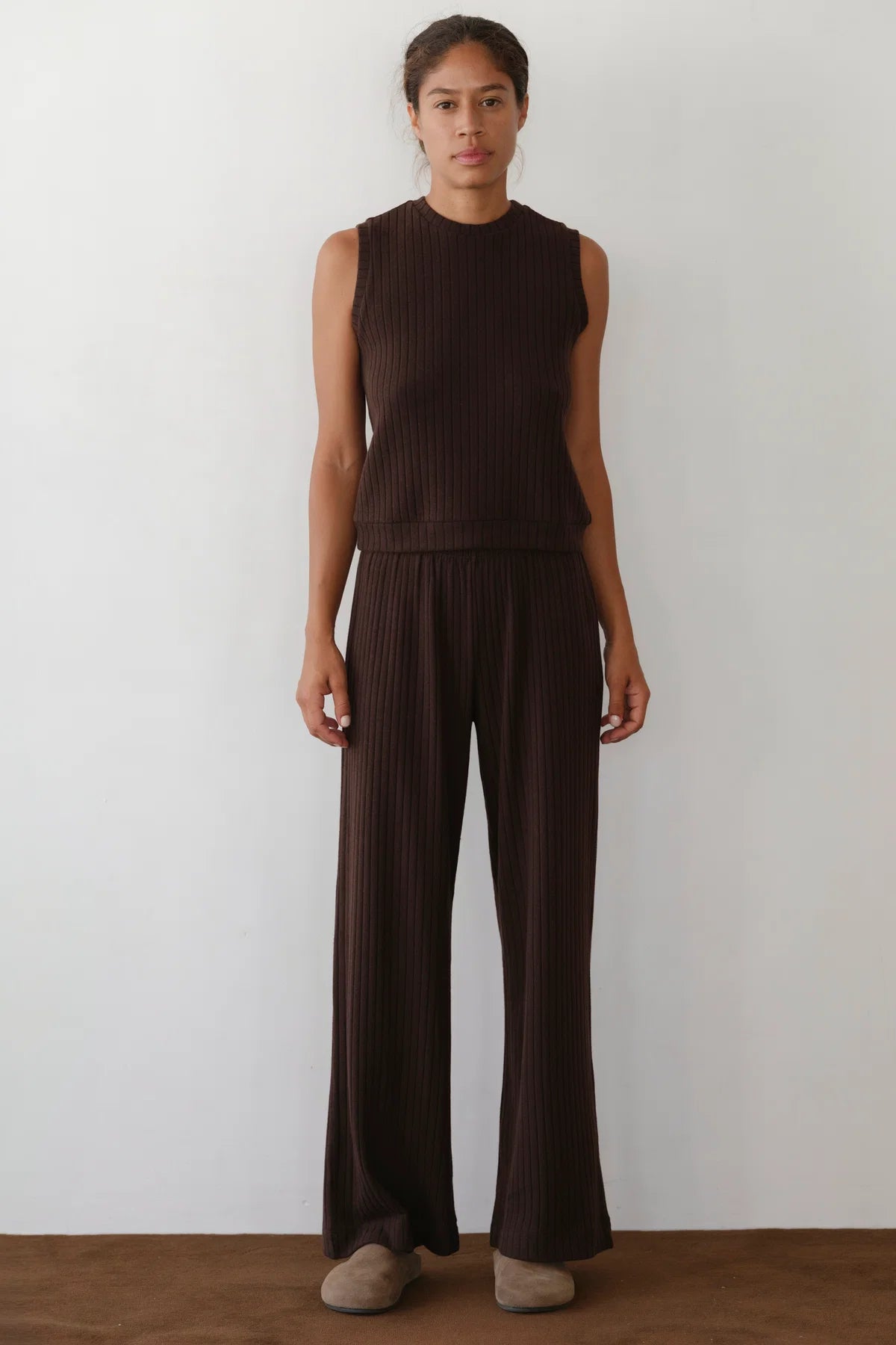 Sweater Rib Simple Pant, Espresso