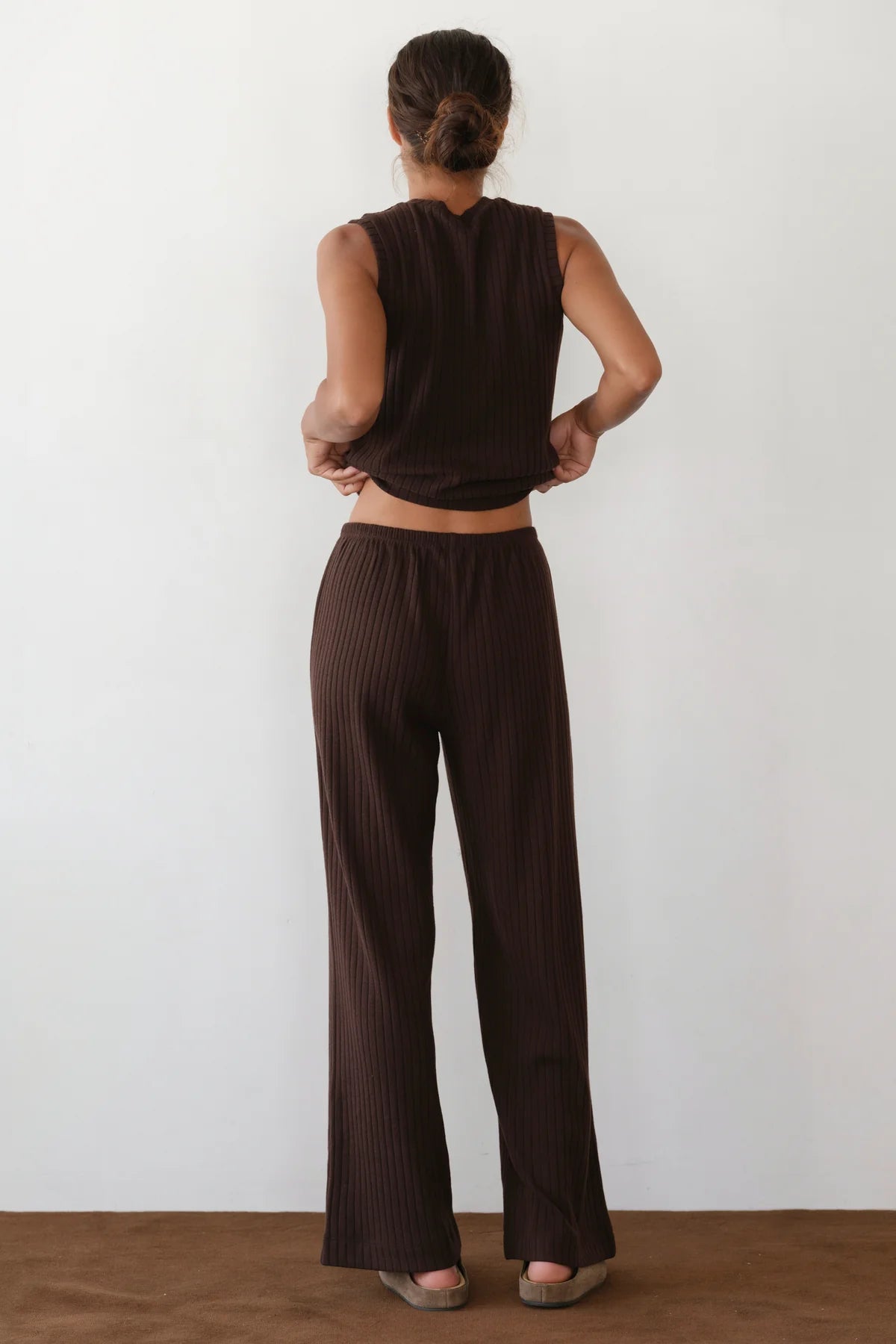 Sweater Rib Simple Pant, Espresso