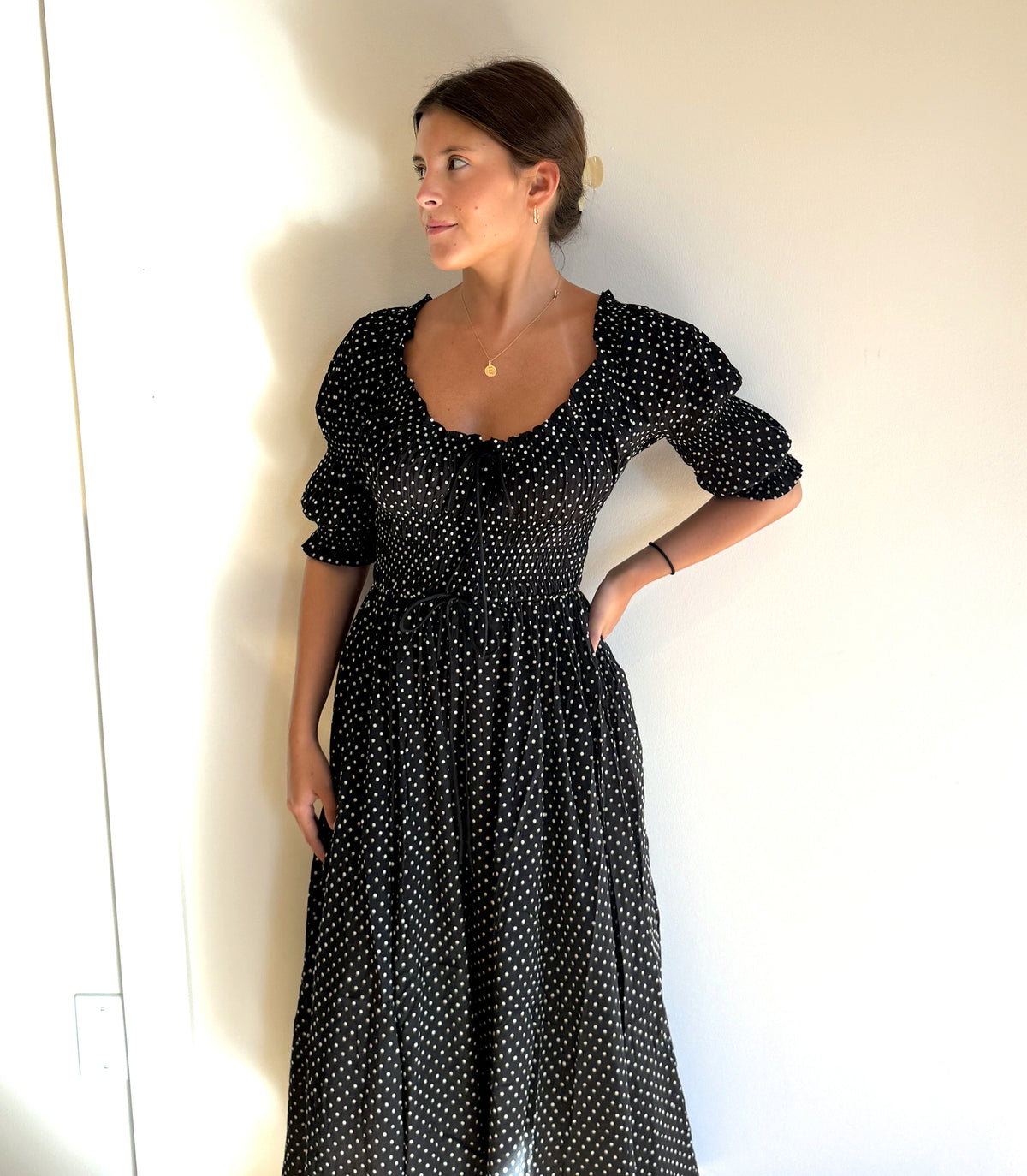 Ischia Dress, Noir Dot