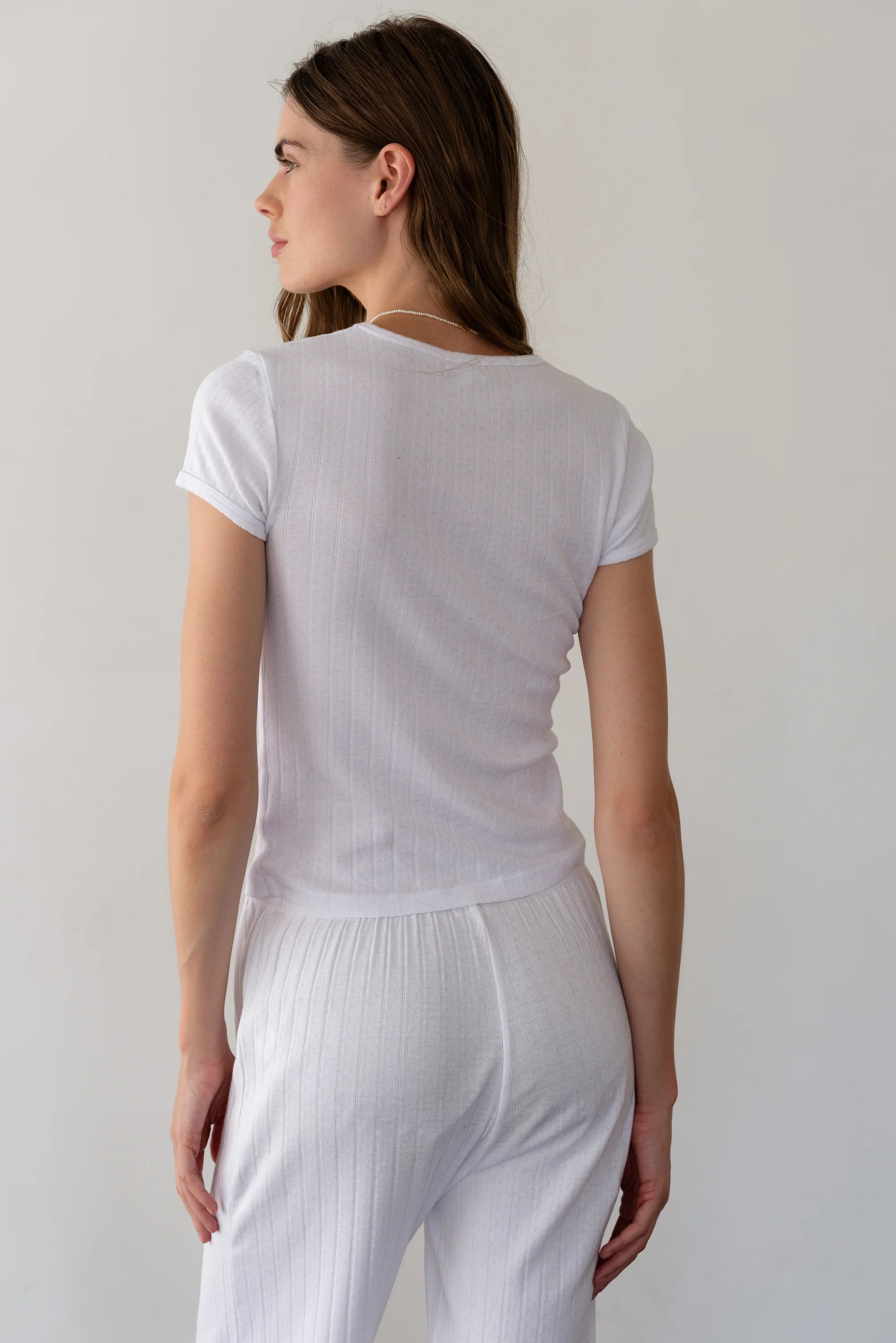 Pointelle Baby Tee, Powder
