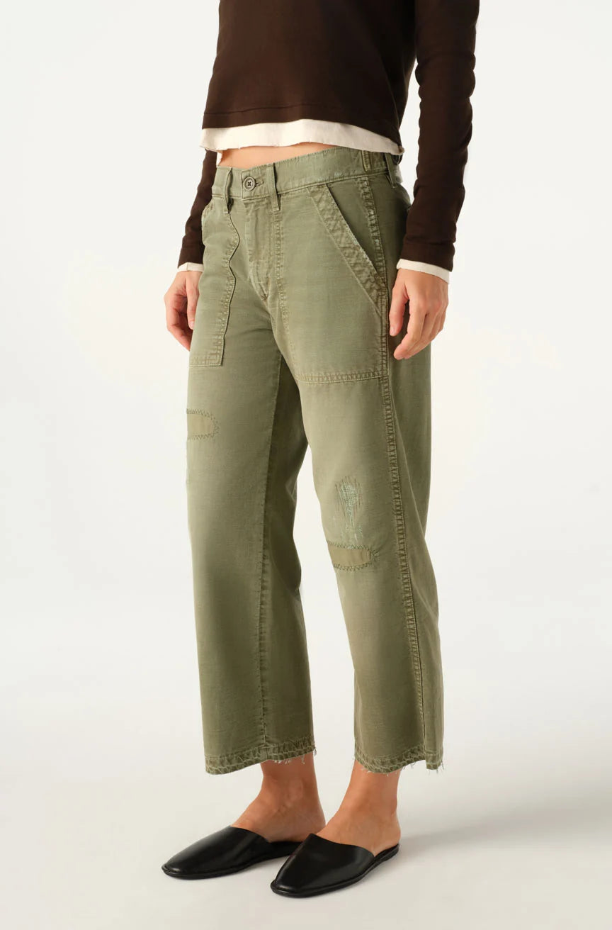 Easy Army Slouch Crop in Surplus Mended