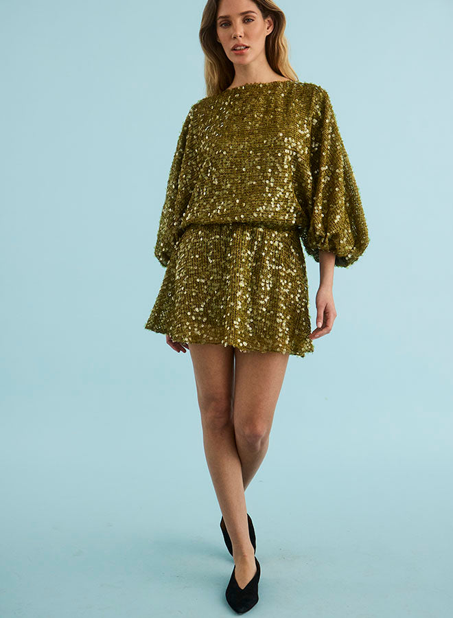 Salter Mini Dress, Moss Sequin