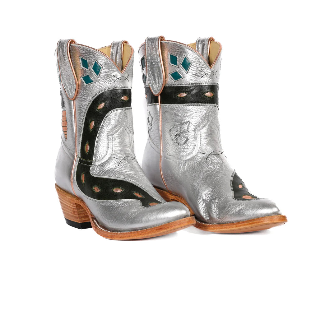 Silver Sneaky Snake Cowboy Boot