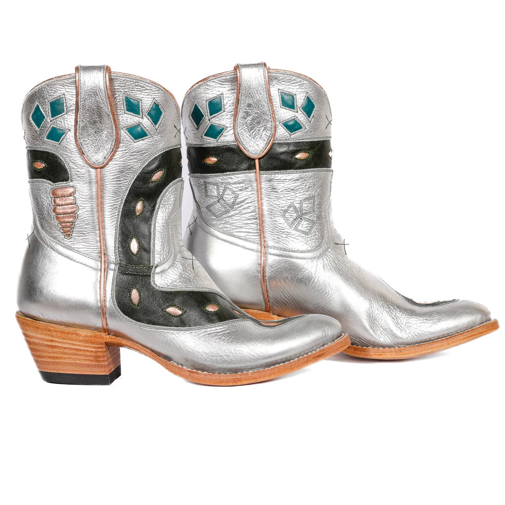 Silver Sneaky Snake Cowboy Boot