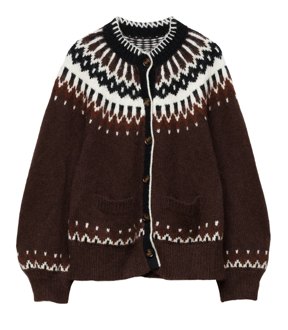Hue Cardigan, Brun Aberdeen Fair Isle