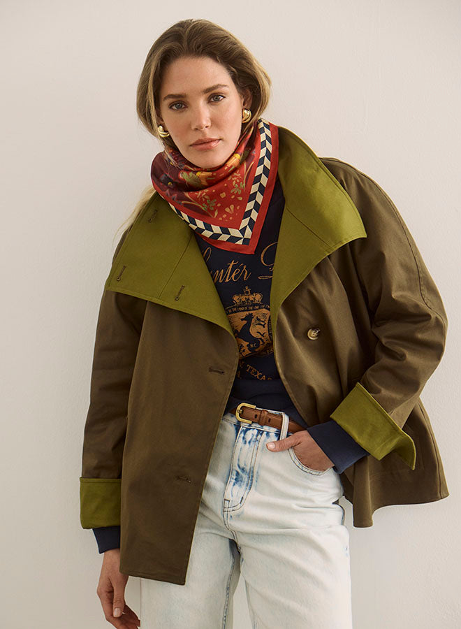 Howell Cropped Trench, Khaki Brown