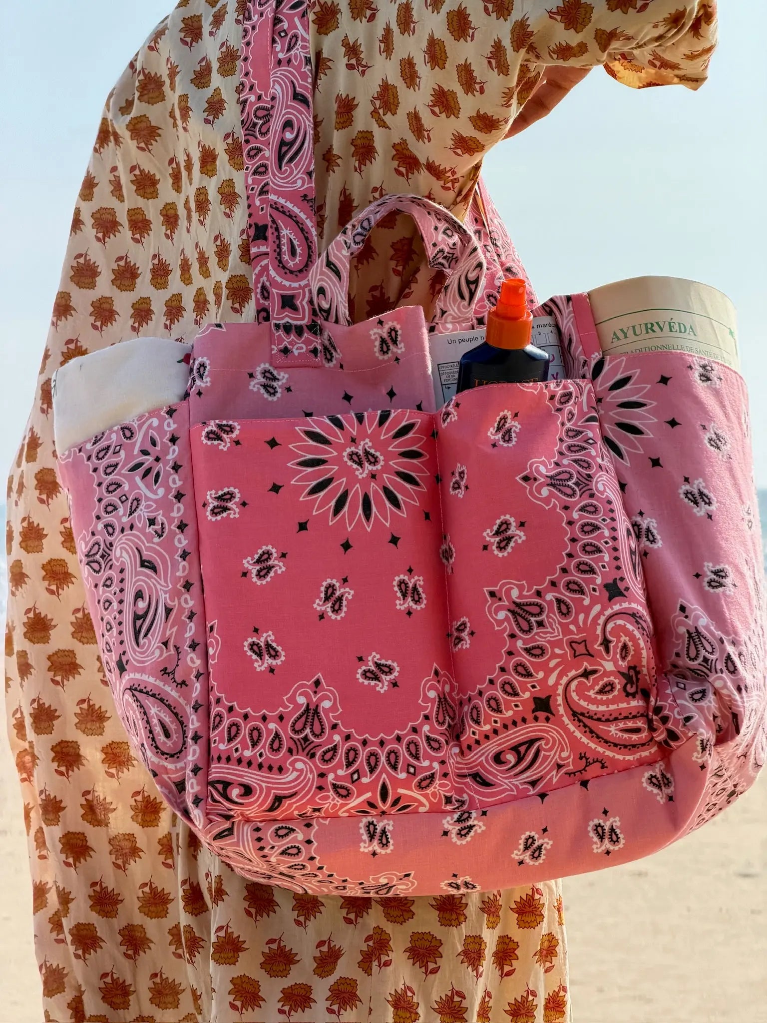 Picnic Bag, Strawberry & Pale Pink