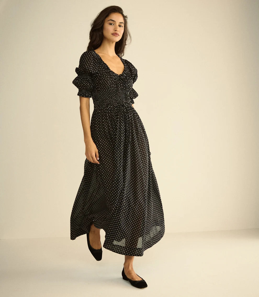 Ischia Dress, Noir Dot