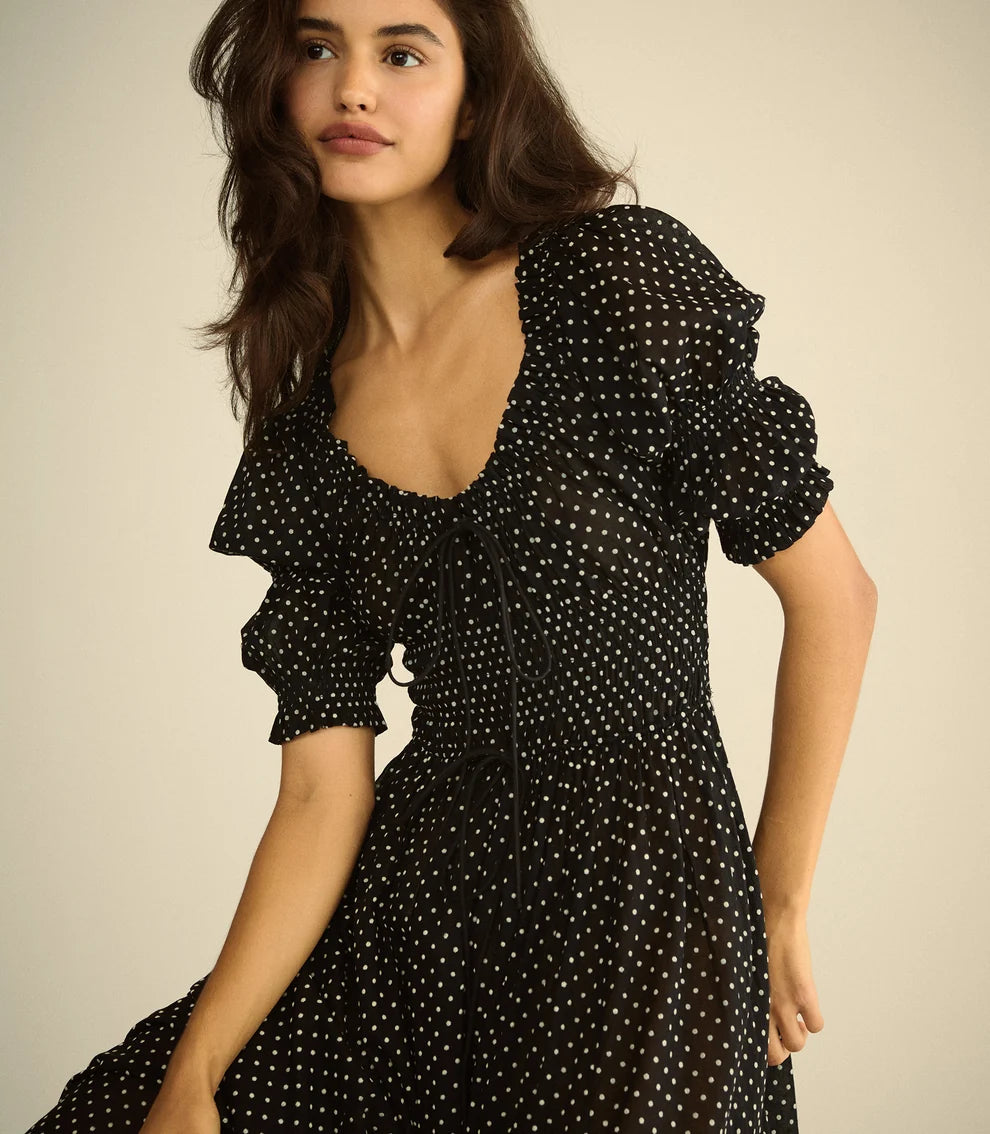 Ischia Dress, Noir Dot