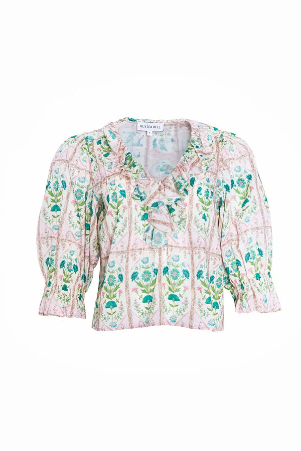 Imogen Blouse, Pink Trellis