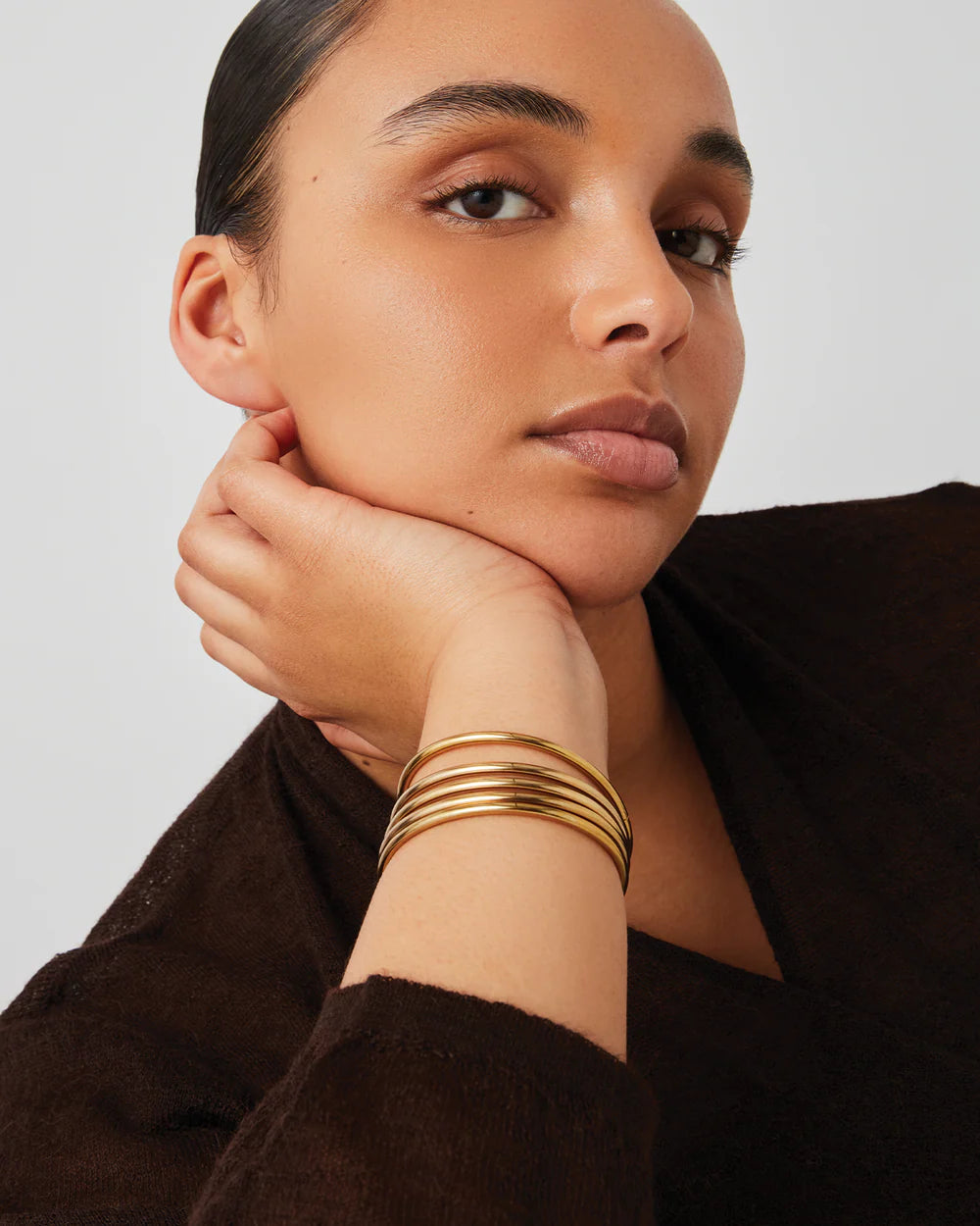 Dane Bangle, 5-Pack in Gold
