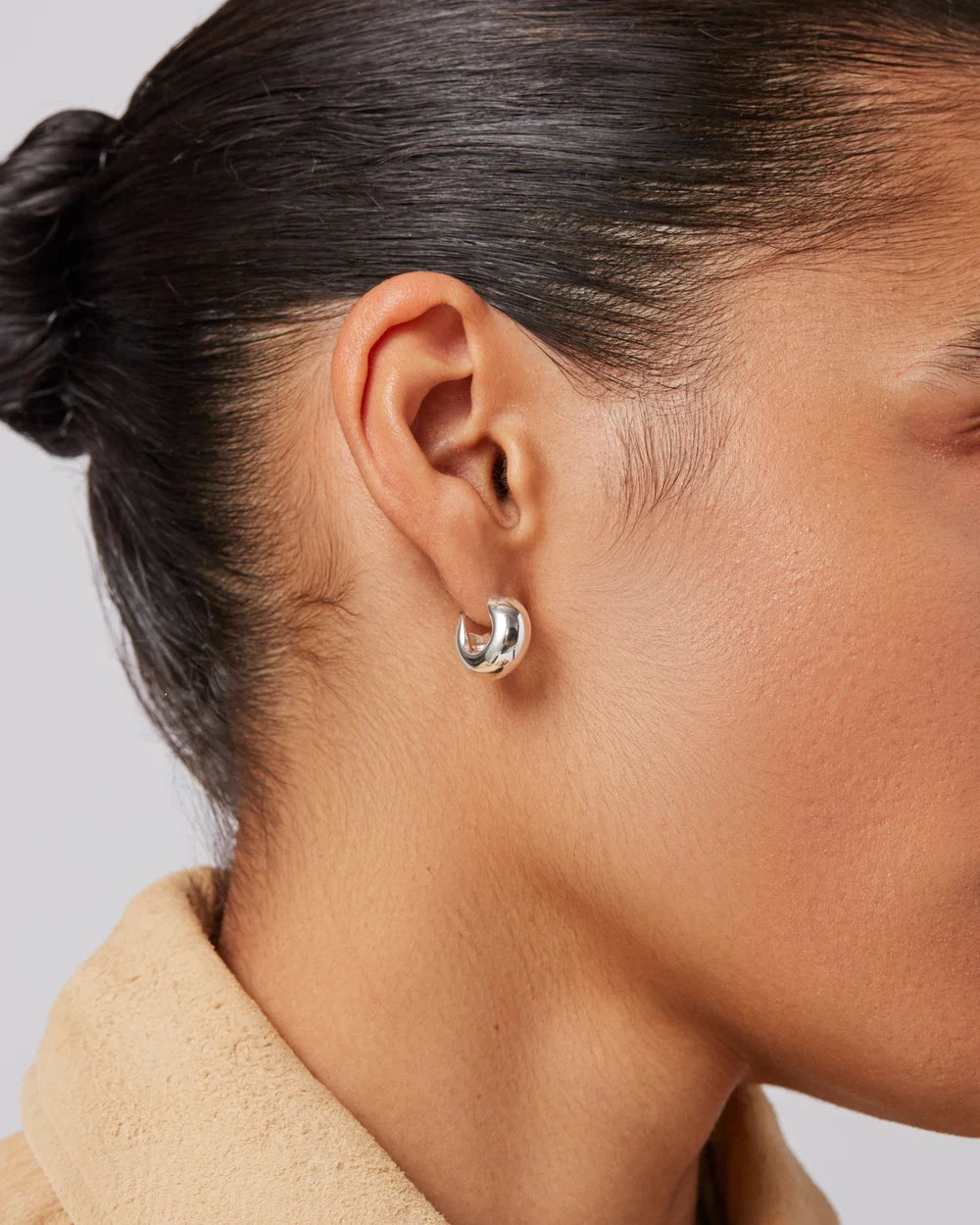Mini Tome Hoop Earrings, Silver