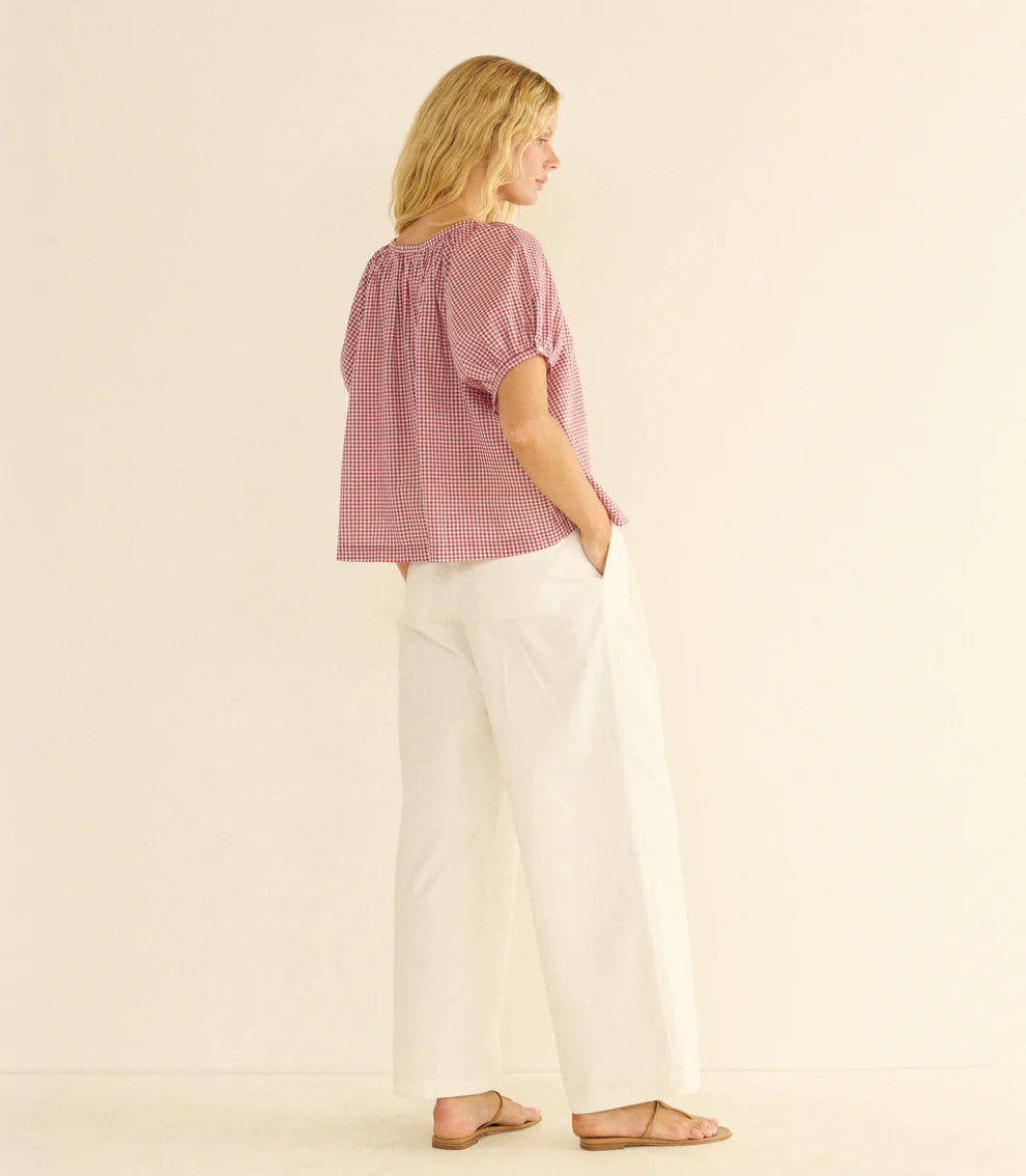 June Top, Mulberry Gingham
