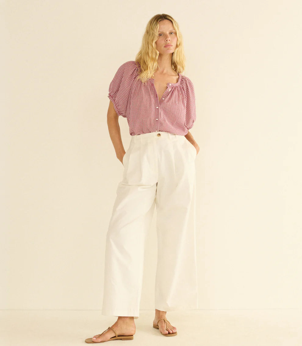 June Top, Mulberry Gingham