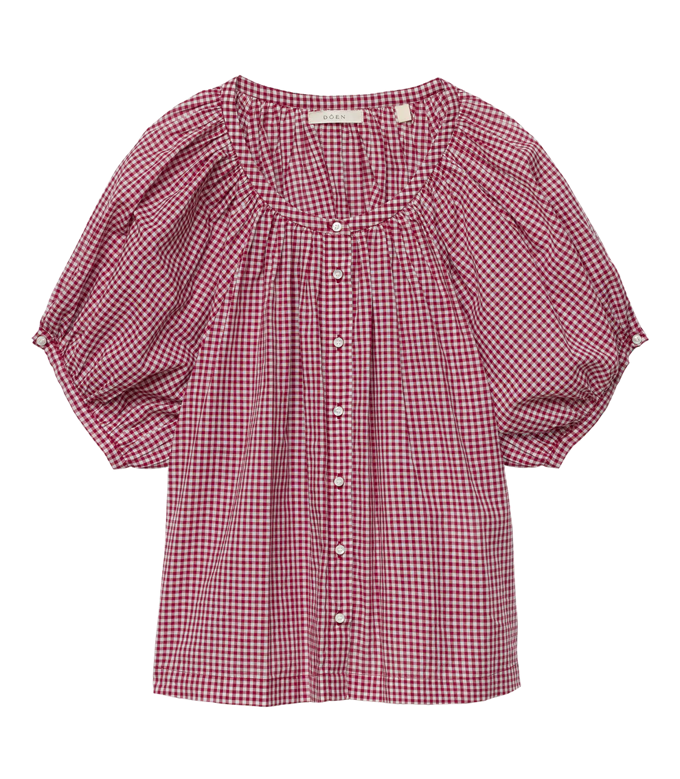 June Top, Mulberry Gingham