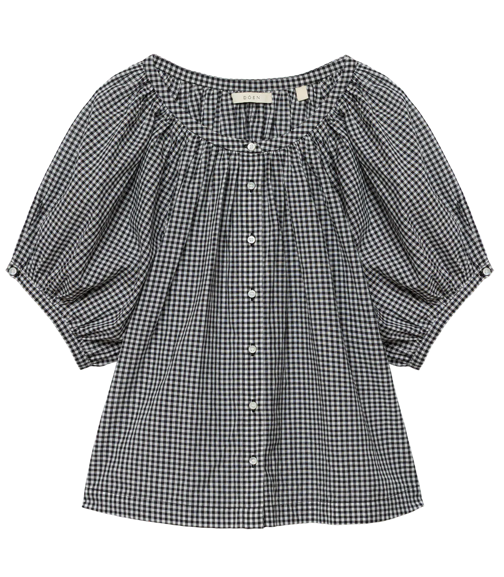 June Top, Black Gingham
